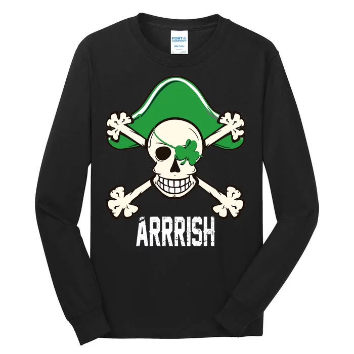 Arrrish Irish Clover skull St Patricks Day Tall Long Sleeve T-Shirt