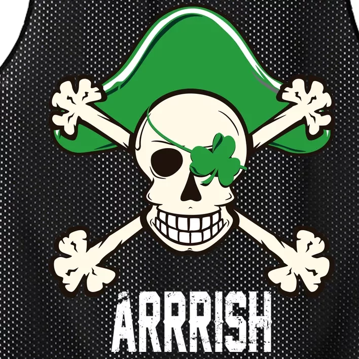 Arrrish Irish Clover skull St Patricks Day Mesh Reversible Basketball Jersey Tank