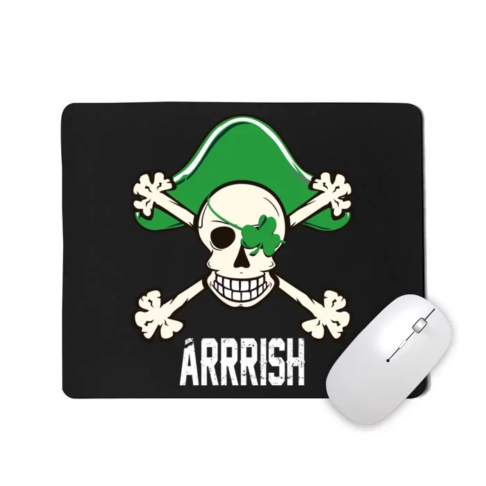 Arrrish Irish Clover skull St Patricks Day Mousepad