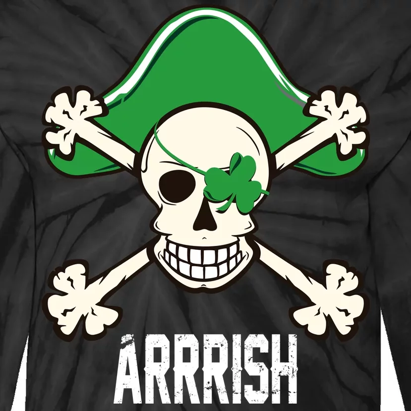 Arrrish Irish Clover skull St Patricks Day Tie-Dye Long Sleeve Shirt