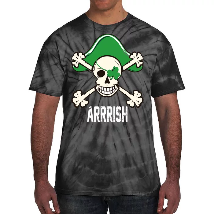 Arrrish Irish Clover skull St Patricks Day Tie-Dye T-Shirt