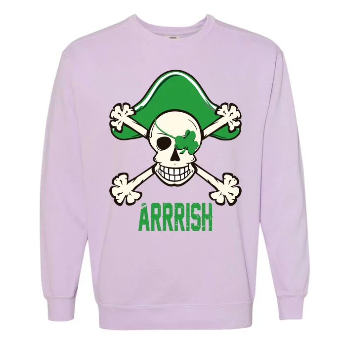 Arrrish Irish Clover skull St Patricks Day Garment-Dyed Sweatshirt