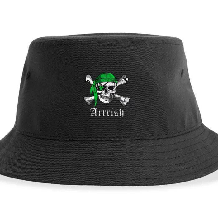 Arrrish Irish Pirate Skull Clover Sustainable Bucket Hat