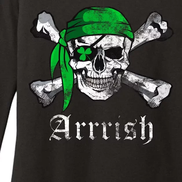 Arrrish Irish Pirate Skull Clover Womens CVC Long Sleeve Shirt