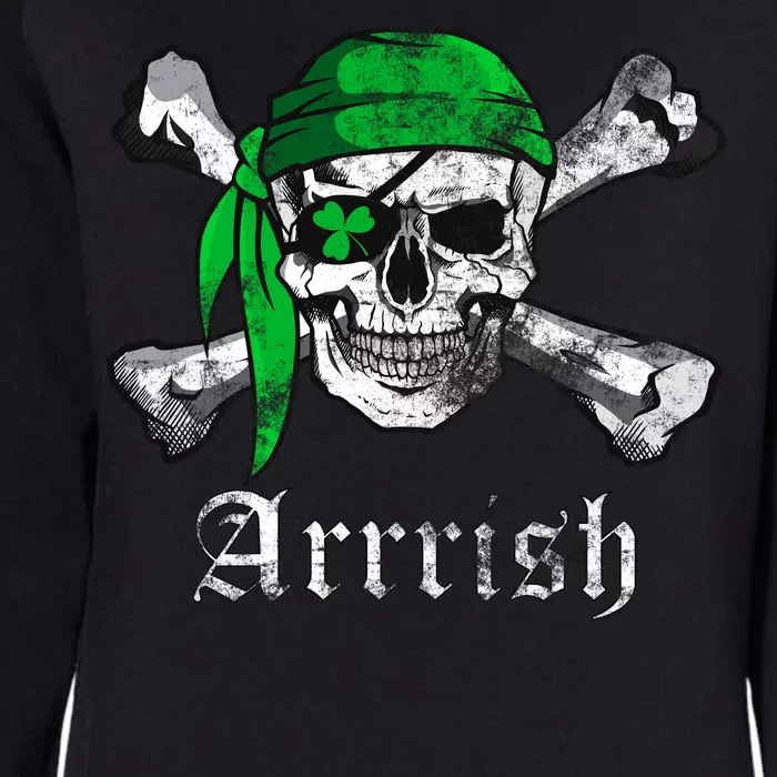 Arrrish Irish Pirate Skull Clover Womens California Wash Sweatshirt