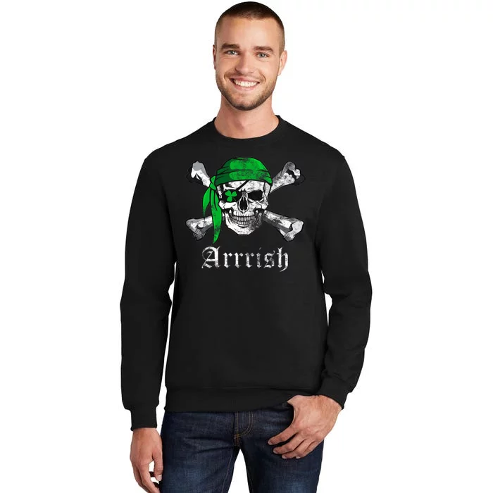 Arrrish Irish Pirate Skull Clover Tall Sweatshirt