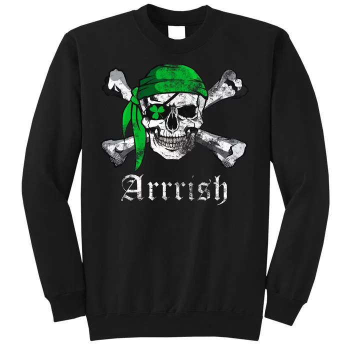 Arrrish Irish Pirate Skull Clover Tall Sweatshirt