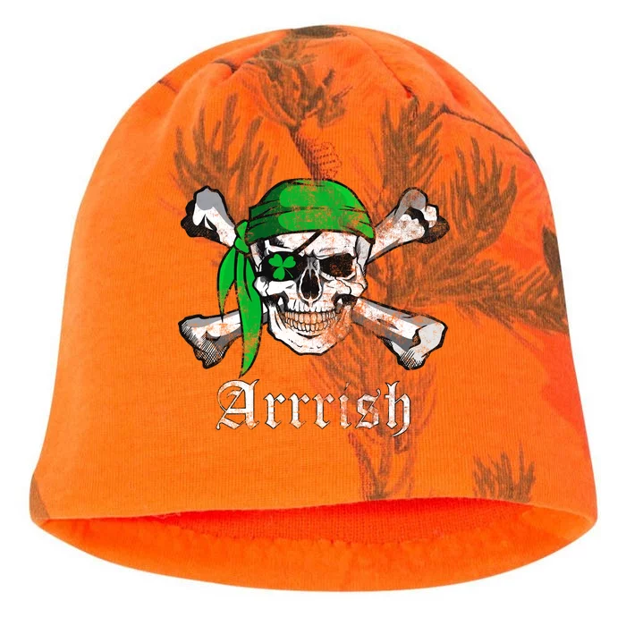 Arrrish Irish Pirate Skull Clover Kati - Camo Knit Beanie