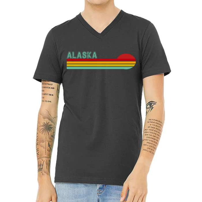 Alaska Retro Sunset V-Neck T-Shirt