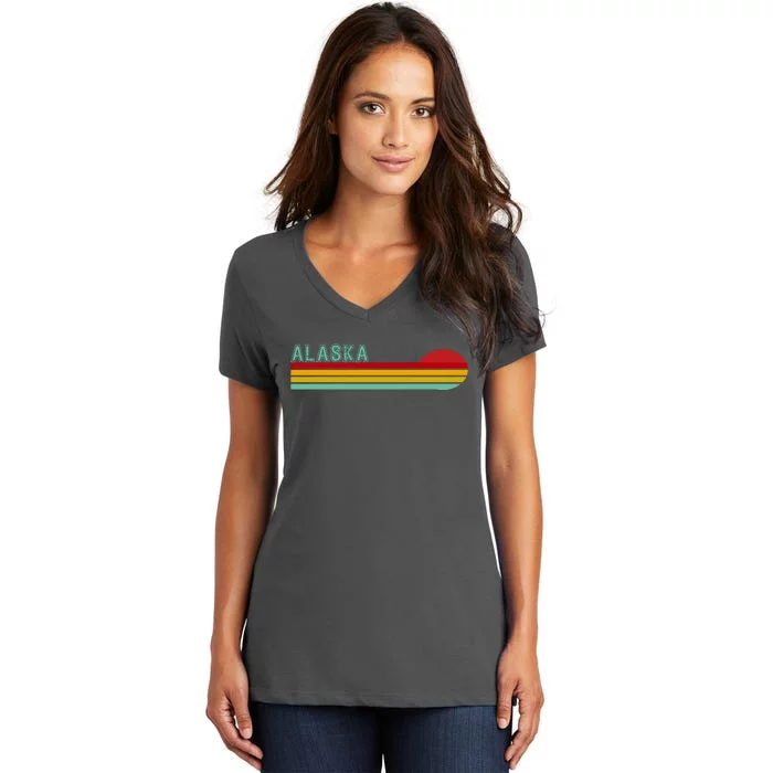 Alaska Retro Sunset Women's V-Neck T-Shirt