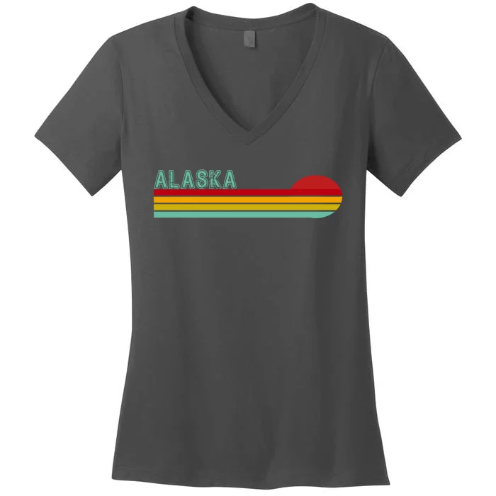 Alaska Retro Sunset Women's V-Neck T-Shirt