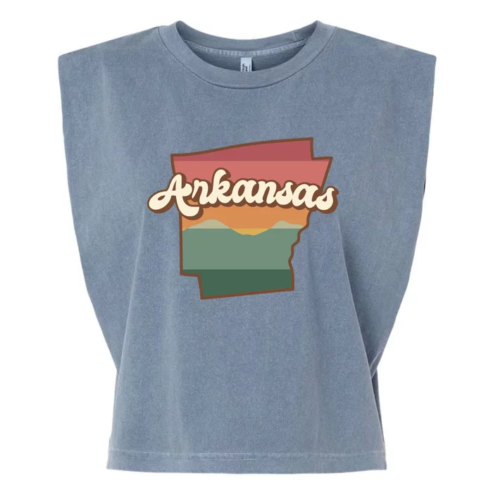 Arkansas Retro Sunset Garment-Dyed Women's Muscle Tee