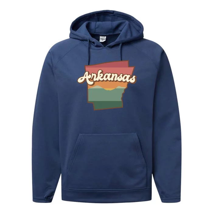 Arkansas Retro Sunset Performance Fleece Hoodie