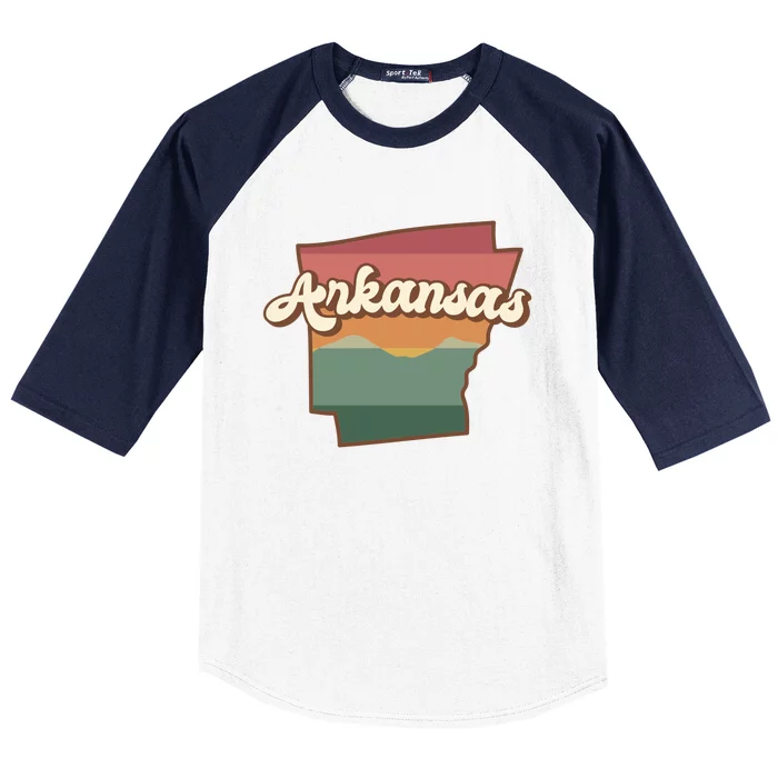 Arkansas Retro Sunset Baseball Sleeve Shirt