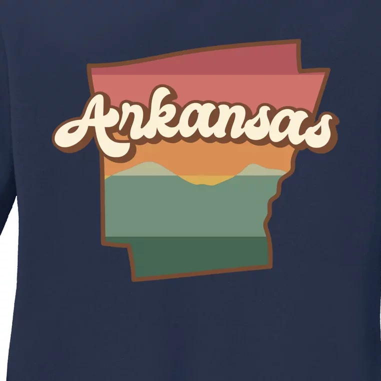 Arkansas Retro Sunset Ladies Long Sleeve Shirt