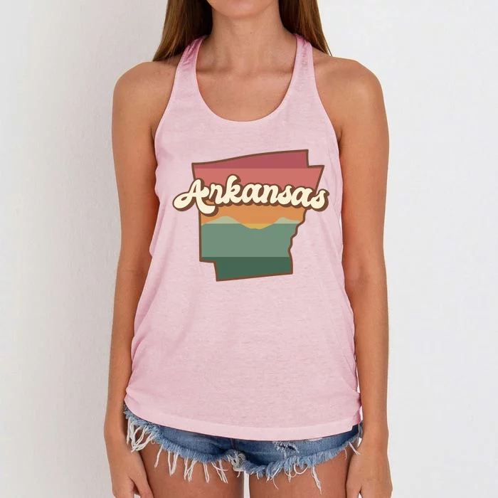 Arkansas Retro Sunset Women's Knotted Racerback Tank