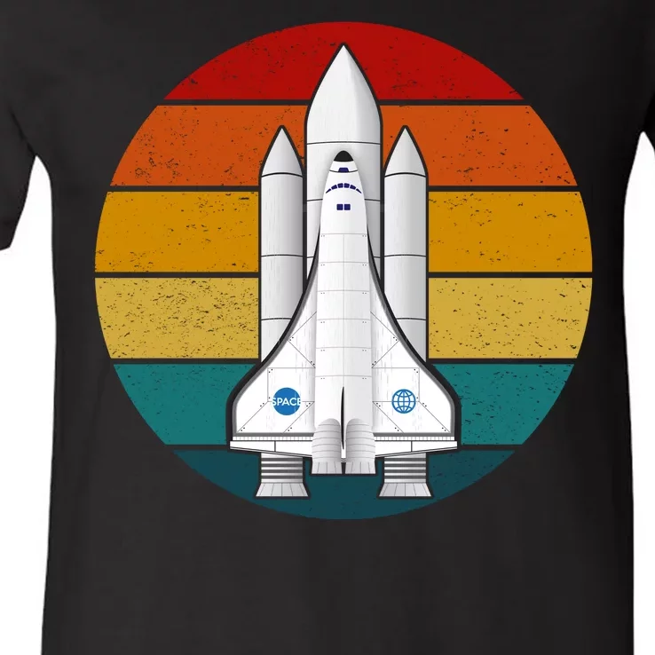 Astronaut Retro Space Sunset V-Neck T-Shirt