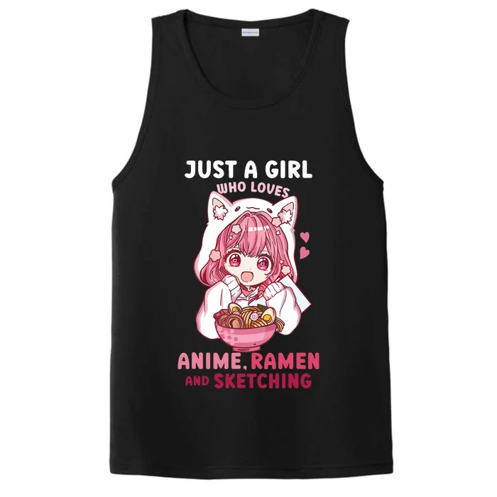 Anime Ramen Sketching Just A Girl Who Loves Anime Sketching Performance Tank