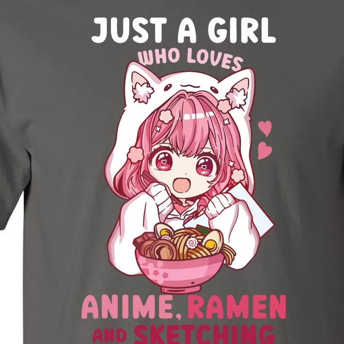 Anime Ramen Sketching Just A Girl Who Loves Anime Sketching Tall T-Shirt