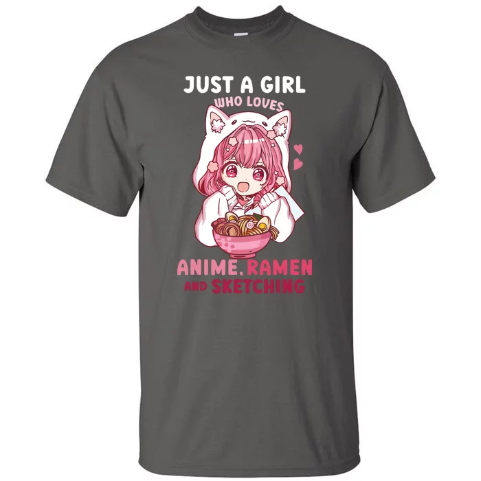 Anime Ramen Sketching Just A Girl Who Loves Anime Sketching Tall T-Shirt