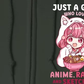 Anime Ramen Sketching Just A Girl Who Loves Anime Sketching Full Zip Hoodie