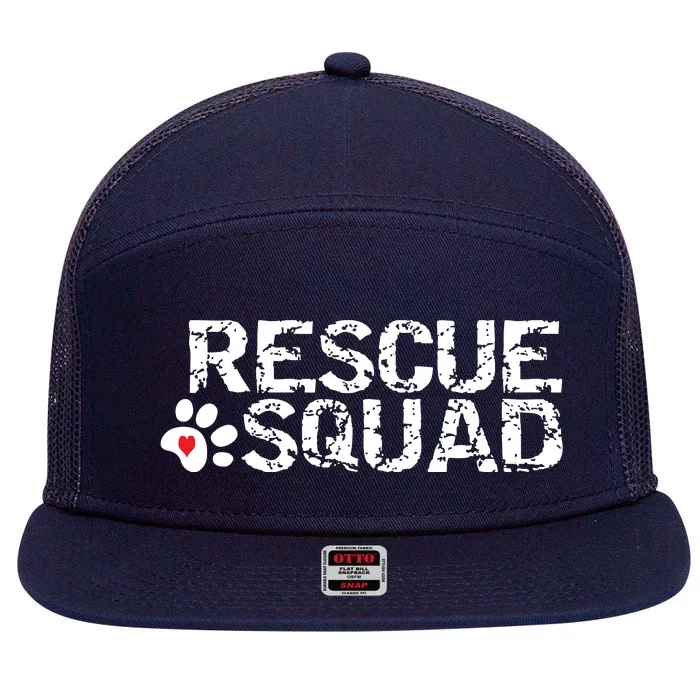 Animal Rescue Squad White Distressed 7 Panel Mesh Trucker Snapback Hat