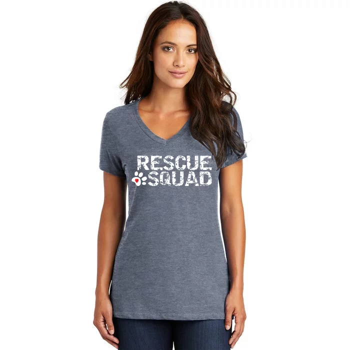 Animal Rescue Squad White Distressed Women's V-Neck T-Shirt