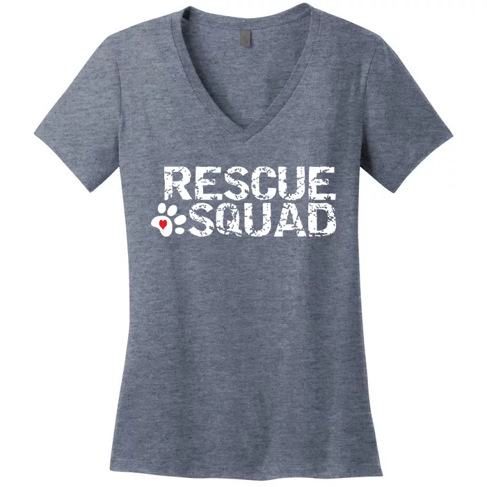 Animal Rescue Squad White Distressed Women's V-Neck T-Shirt