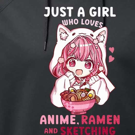 Anime Ramen Sketching Just A Girl Who Loves Anime Sketching Performance Fleece Hoodie