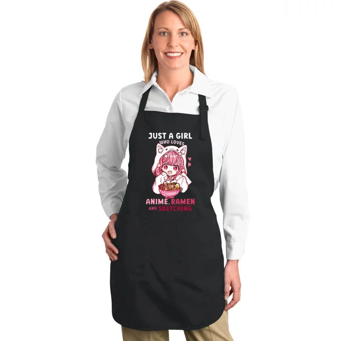 Anime Ramen Sketching Just A Girl Who Loves Anime Sketching Full-Length Apron With Pocket