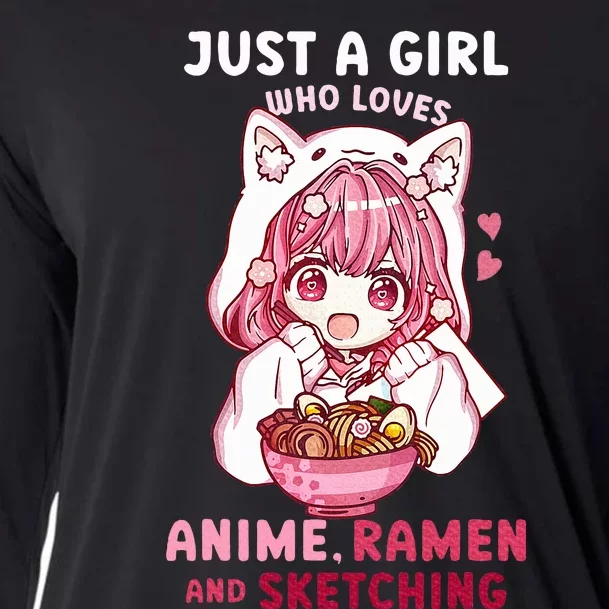 Anime Ramen Sketching Just A Girl Who Loves Anime Sketching Cooling Performance Long Sleeve Crew