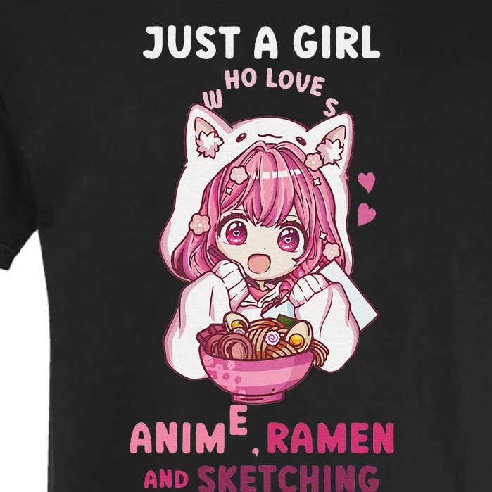 Anime Ramen Sketching Just A Girl Who Loves Anime Sketching Gift Garment-Dyed Heavyweight T-Shirt