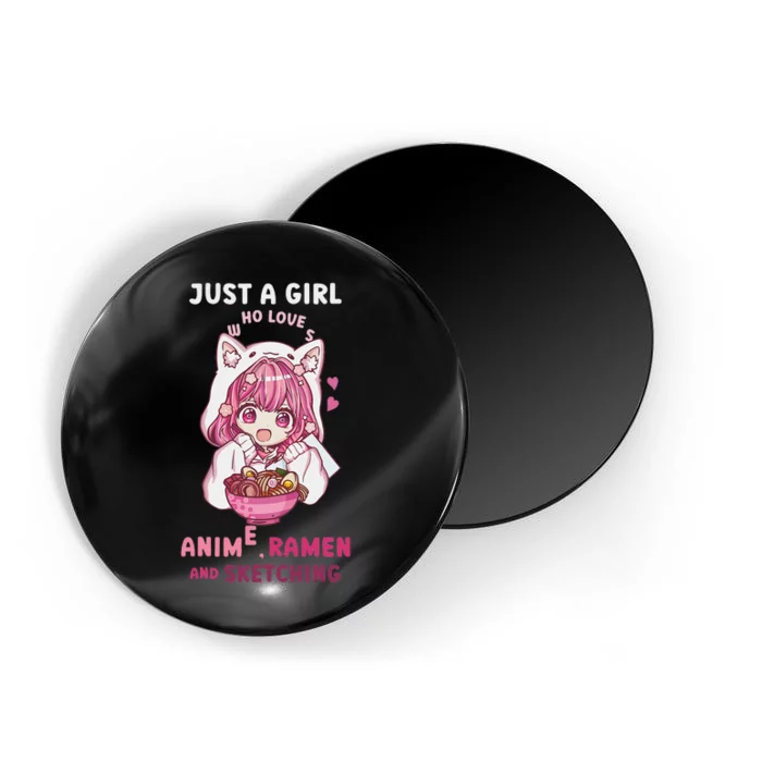 Anime Ramen Sketching Just A Girl Who Loves Anime Sketching Gift Magnet