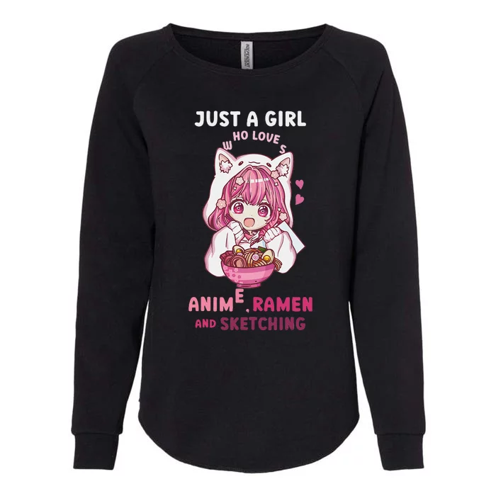 Anime Ramen Sketching Just A Girl Who Loves Anime Sketching Gift Womens California Wash Sweatshirt