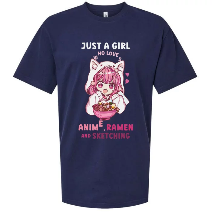 Anime Ramen Sketching Just A Girl Who Loves Anime Sketching Gift Sueded Cloud Jersey T-Shirt