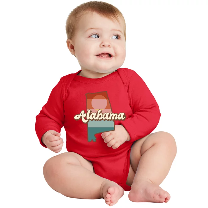 Alabama Retro Sunset Logo Baby Long Sleeve Bodysuit