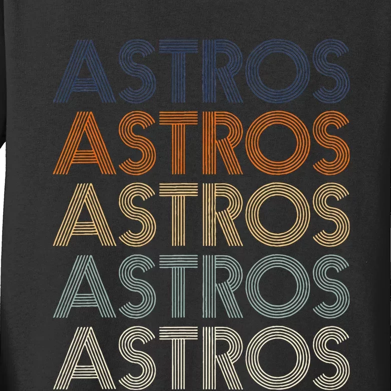 Astros Retro Style 70s 80s Personalized Jersey Kids Long Sleeve Shirt