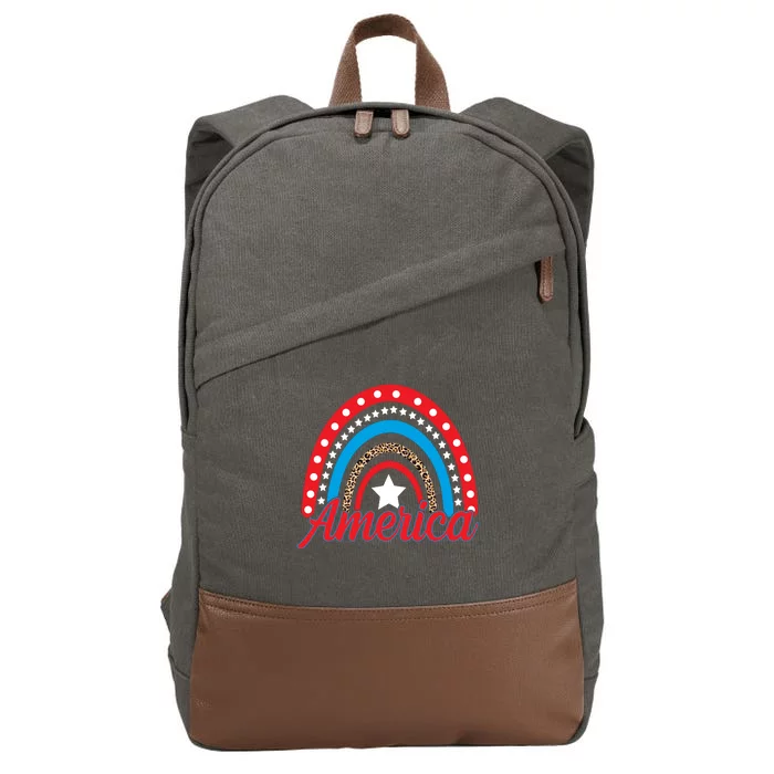 America Rainbow Star 4th Of July Cotton Canvas Backpack