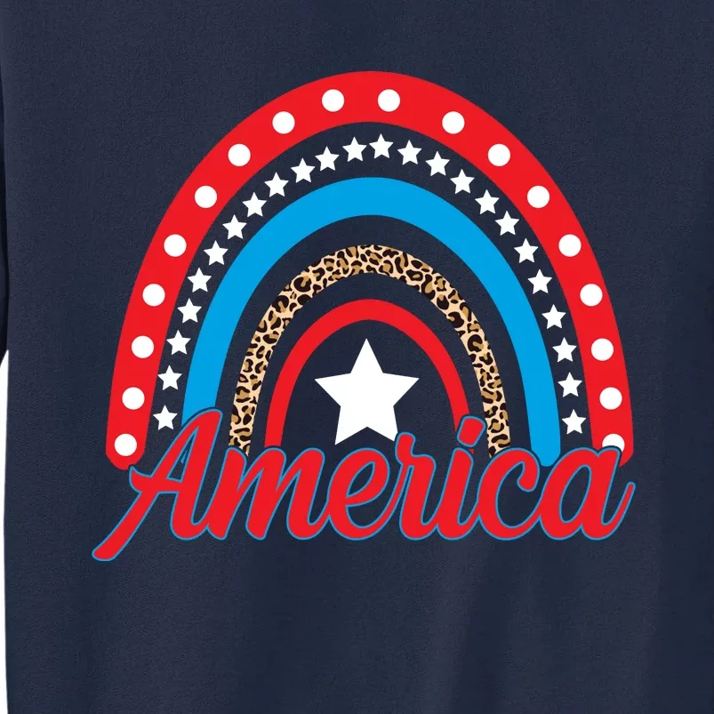 America Rainbow Star 4th Of July Tall Sweatshirt