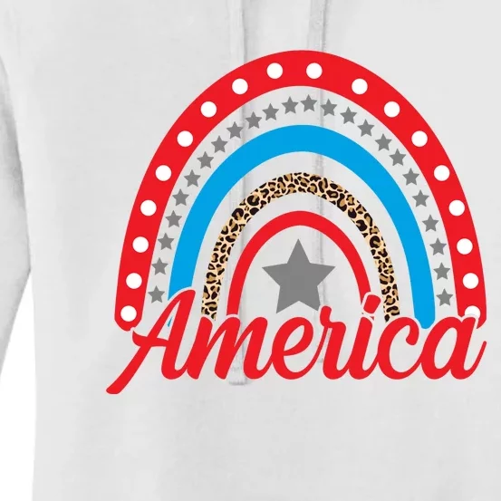 America Rainbow Star 4th Of July Women's Pullover Hoodie