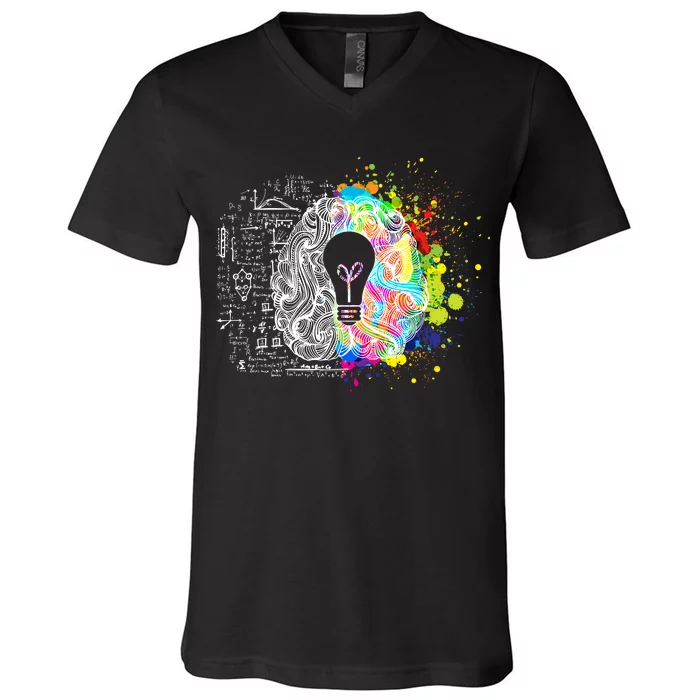 Art of Science Colorful Brain V-Neck T-Shirt