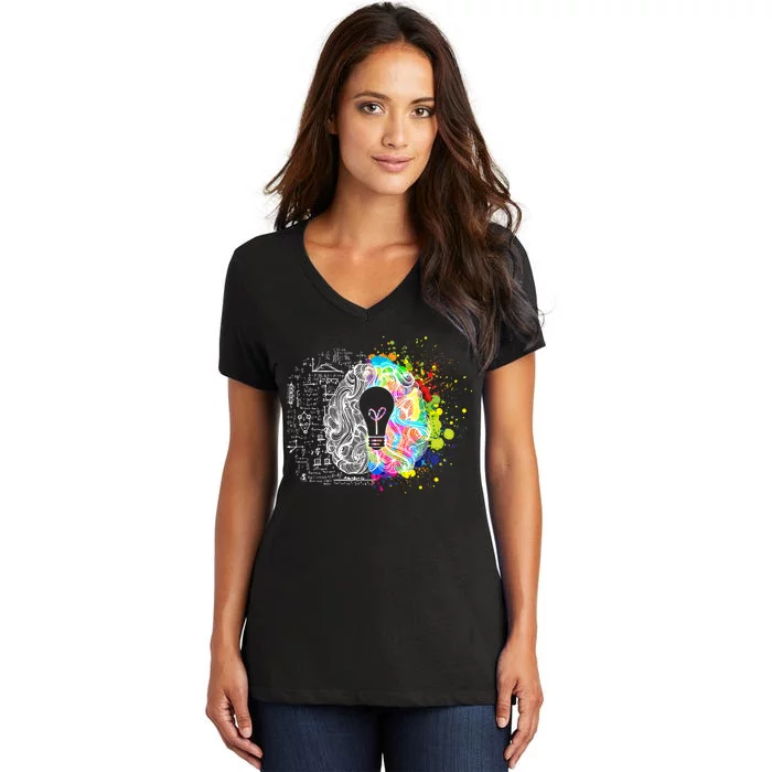 Art of Science Colorful Brain Women's V-Neck T-Shirt