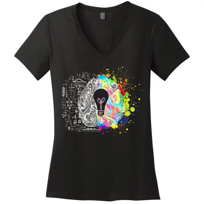 Art of Science Colorful Brain Women's V-Neck T-Shirt