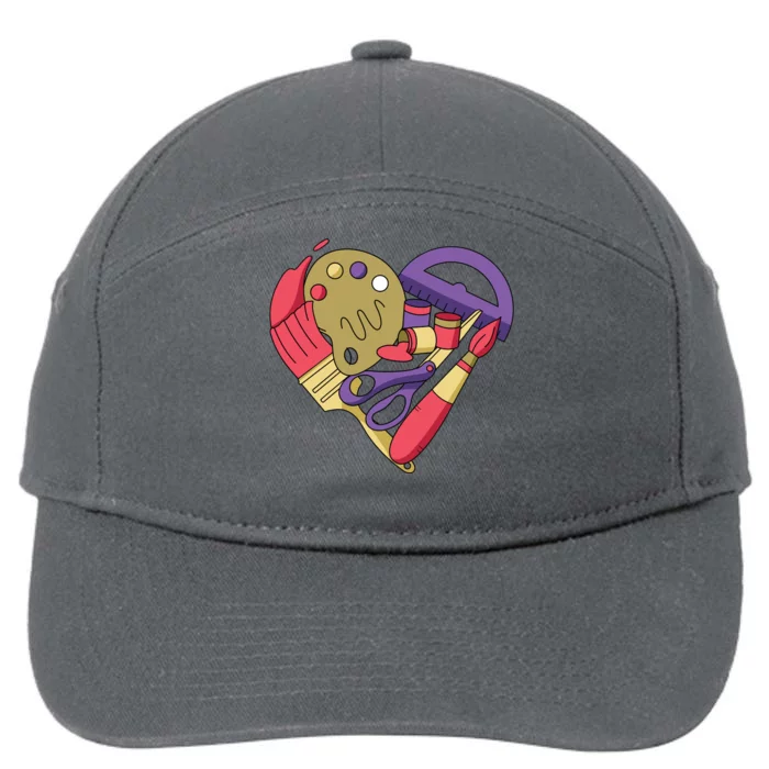 Art Supplies Heart 7-Panel Snapback Hat