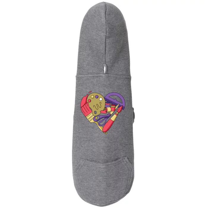 Art Supplies Heart Doggie 3-End Fleece Hoodie