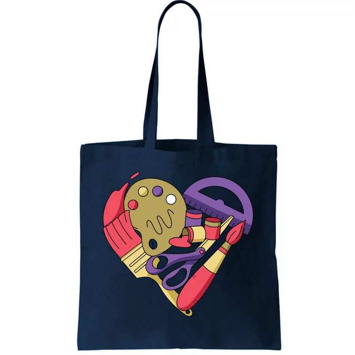 Art Supplies Heart Tote Bag