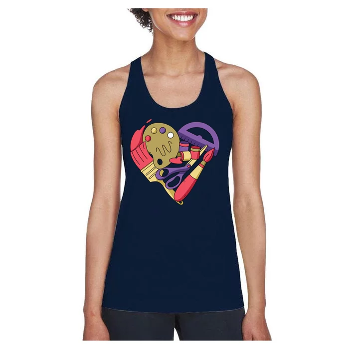 Art Supplies Heart Women's Racerback Tank