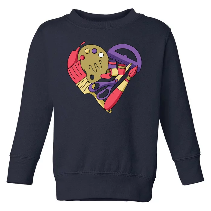 Art Supplies Heart Toddler Sweatshirt