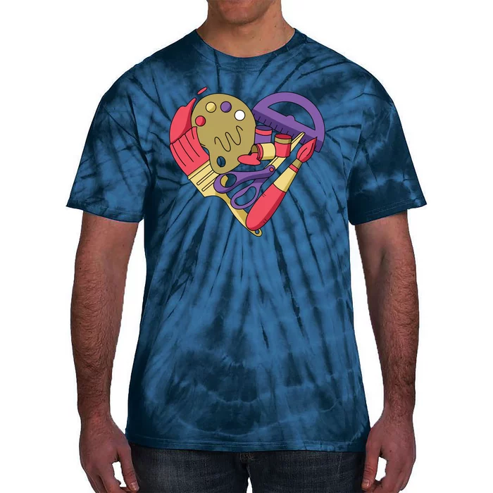 Art Supplies Heart Tie-Dye T-Shirt