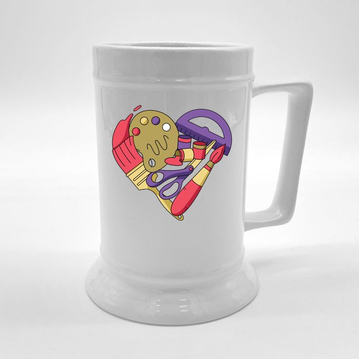 Art Supplies Heart Front & Back Beer Stein